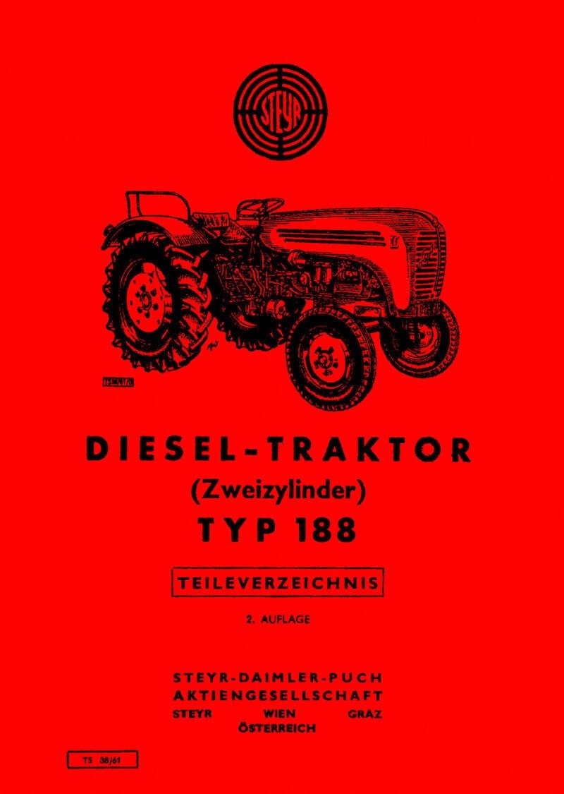 Steyr 188 Tractor Spare Parts Catalogue Etsy
