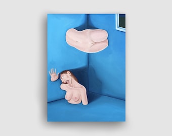 Impresión artística surrealista feminista queer / «Extraño y avergonzado II»