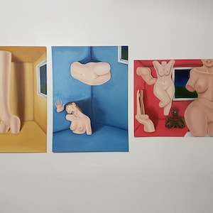 Queer Feminist Surrealism Original Oil Painting | &#39;Weird & Ashamed&#39;