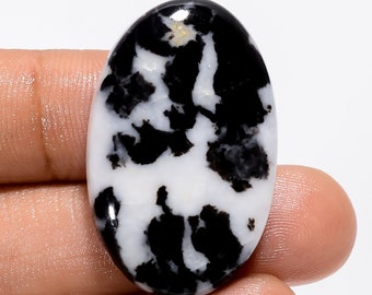 Cabochon de forme ovale en jaspe zèbre noir Superbe qualité supérieure 100 % pierre précieuse naturelle en vrac pour la fabrication de bijoux 44 ct. 33X21X5mmGN-1267