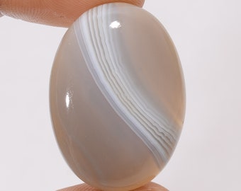 Grey Botswana Agate Oval Shape Cabochon Dazzling Top Grade Quality 100% Natural Loose Gemstone For Making Jewelry 41.5 Ct 31X22X7 mm GN-1908