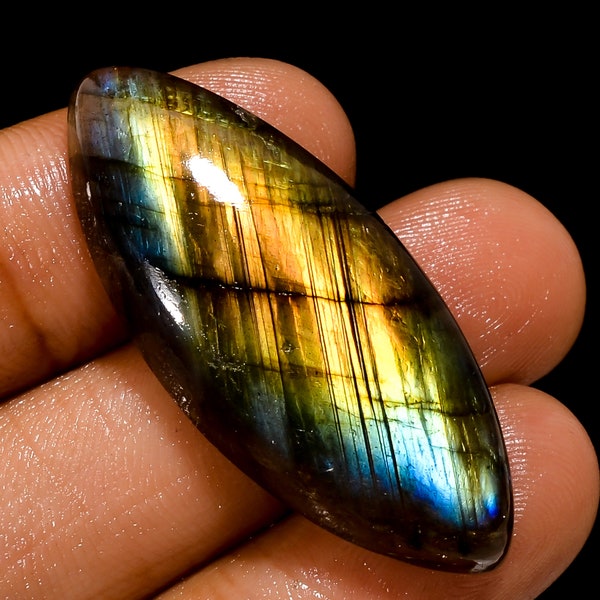 Unique Top Grade Quality 100% Natural Labradorite Marquise Shape Cabochon Loose Gemstone For Making Jewelry 34.5 Ct. 37X16X7 mm GN-637