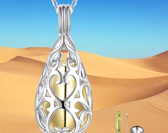 925 Sterling Silver Cremation Urn Memorial Pendant Necklace with Hollow Urn Cremation Jewelry for Ashes