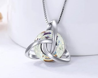 BUY NOW Women Sterling Silver Celtic Knot Necklace with Crystal Trinity Knot Pendant Necklace