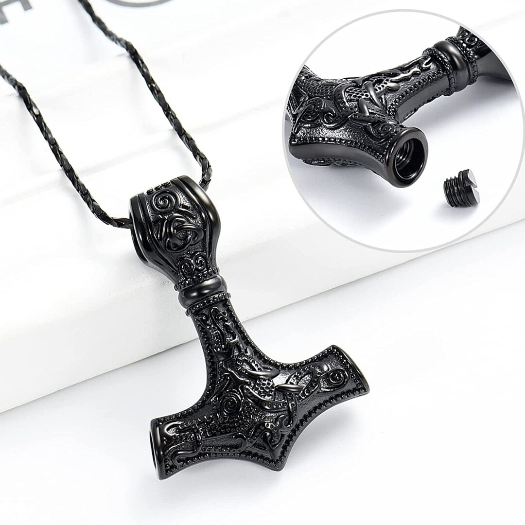 Nordic Viking Mjolnir Thor Hammer Cremation Jewelry for Ashes for Women