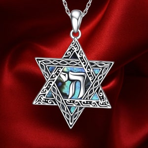 BEST PRICE Star of David Necklace Sterling Silver Abalone Shell Jewish Jewelry for Women Men