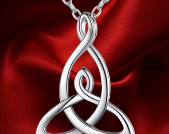 925 Sterling Silver Good Luck Irish Celtic Knot Pendant Necklace for Women