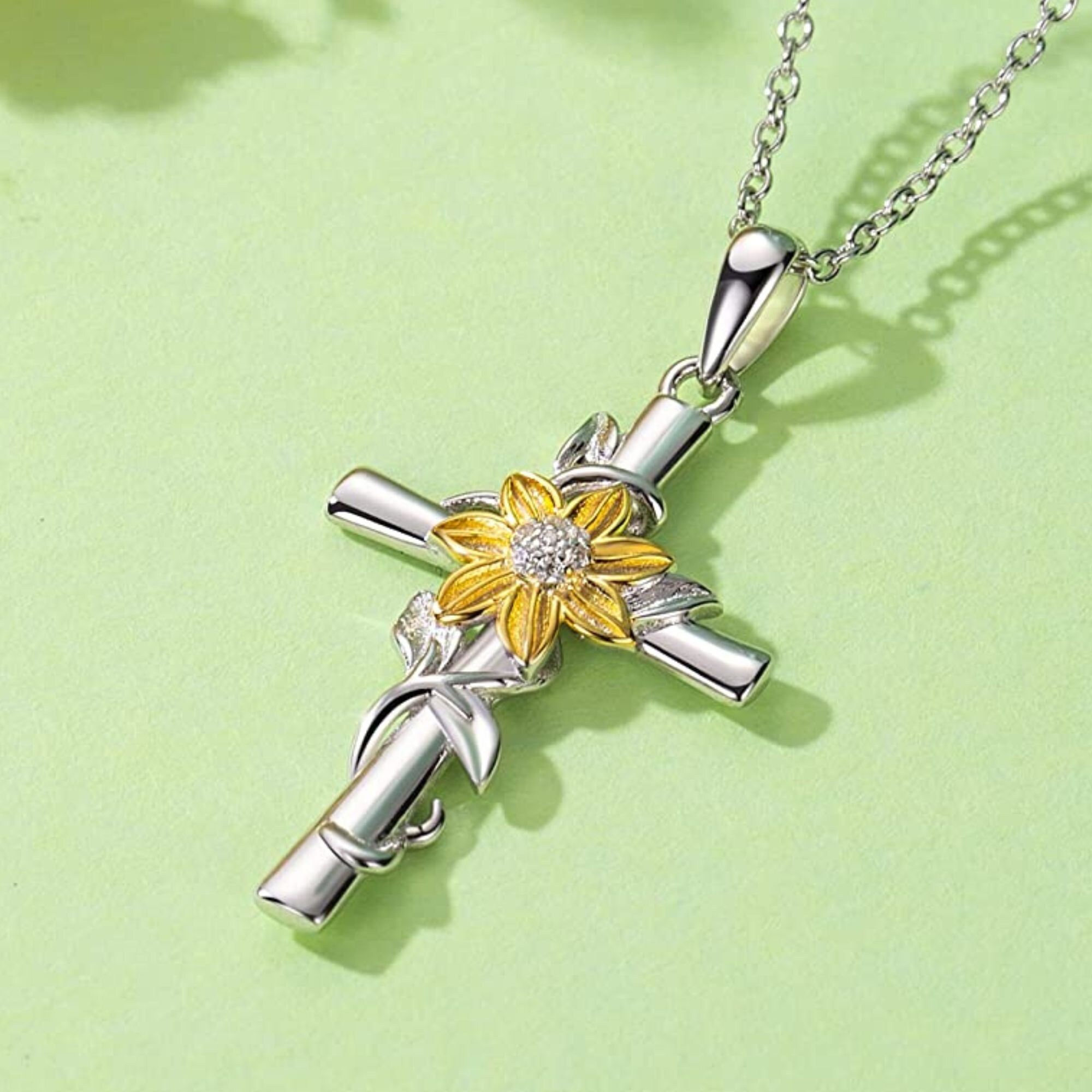 Sunflower cross best sale necklace