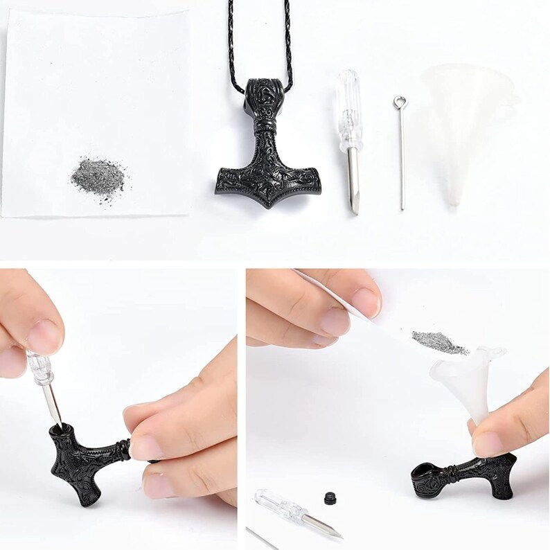 Nordic Viking Mjolnir Thor Hammer Cremation Jewelry for Ashes for Women