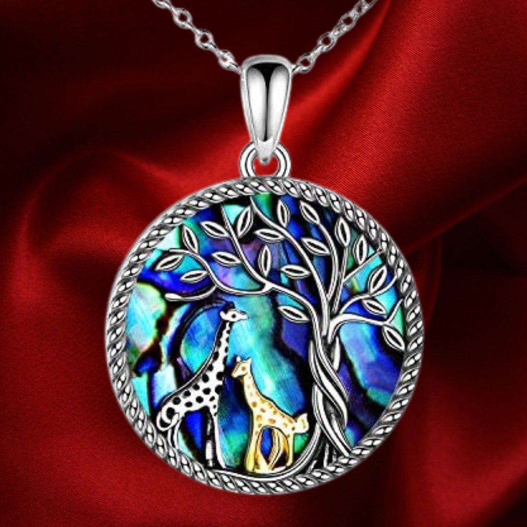 Giraffe Necklace 925 Sterling Silver Abalone Shell Giraffe - Etsy Canada