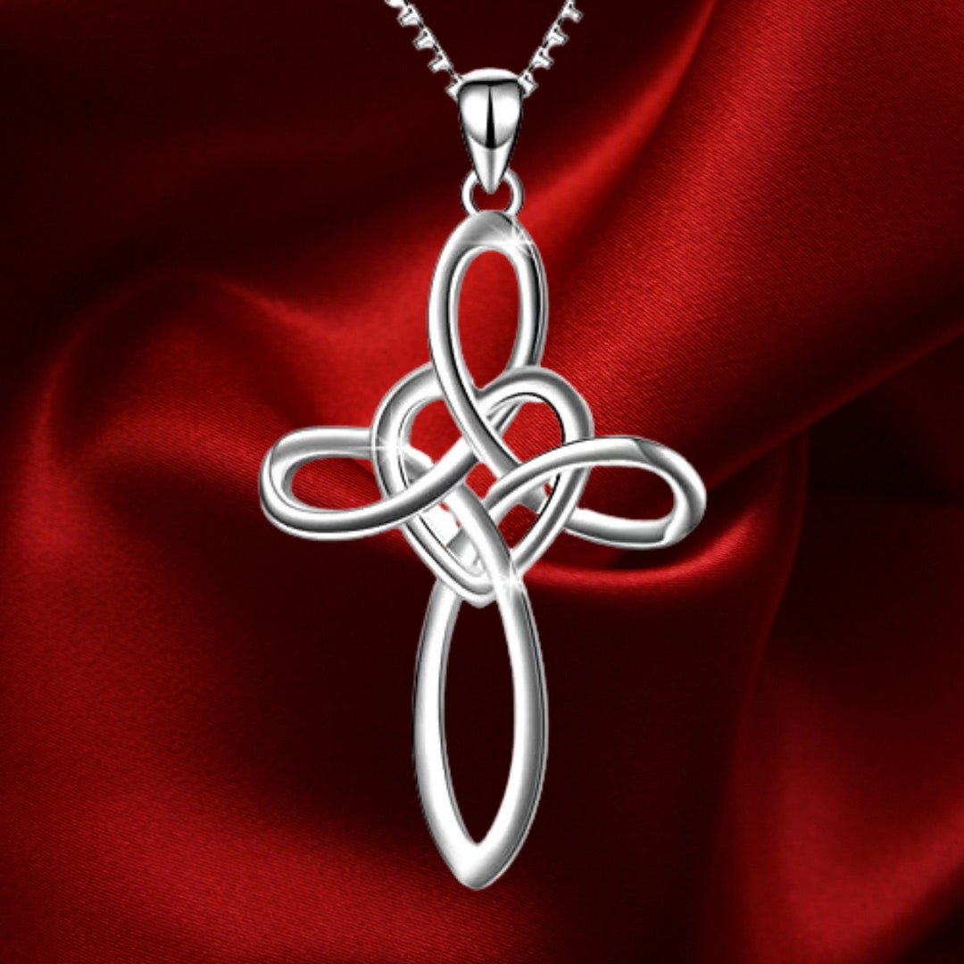Celtic Knot Cross Necklace Sterling Silver Infinity Love Heart Etsy