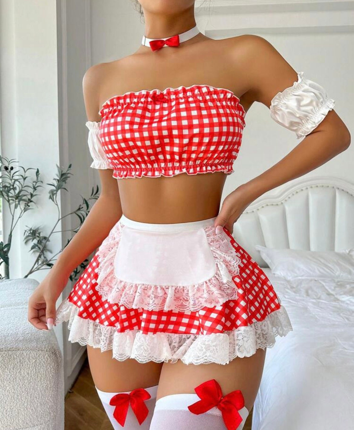 Red Maid Uniform Porn - Red Sexy French Maid - Etsy