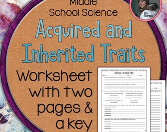 Inherited and Acquired Traits (Learned Traits) Worksheet for Middle School Genetics and Homeschool Science