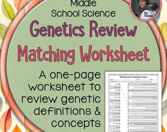 Genetics Matching Worksheet: Middle School Review of Definitions and Concepts