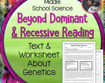 Monogenic and Polygenic Traits Human Genetics Reading Comprehension and Worksheet for Middle School Science