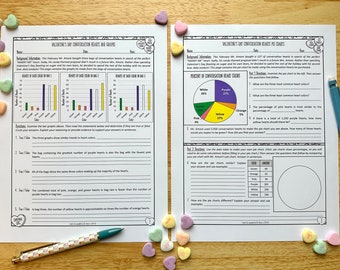 Valentine's Day Activity for Math or Science: Bar Graphs & Pie Charts Worksheets