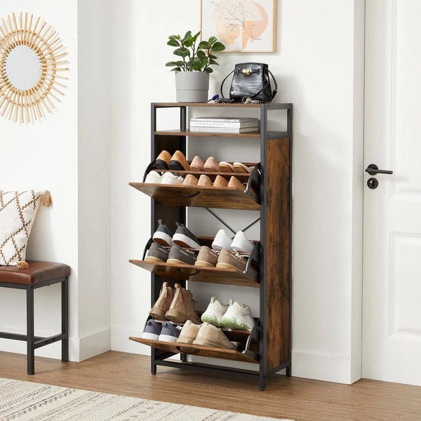 Large Flip Doors Shoe Cabinet | Wooden Shoe Cabinet | Shoe Storage | Shoe Rack | Hallway Storage