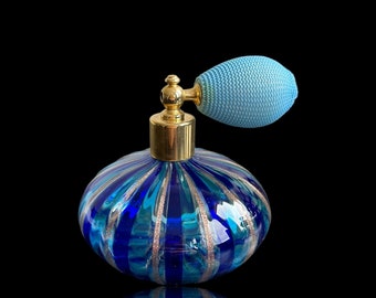 Murano-Style Glass Perfume Bottle, Elegant Fragrance Bottle, Artistic Glass Decor