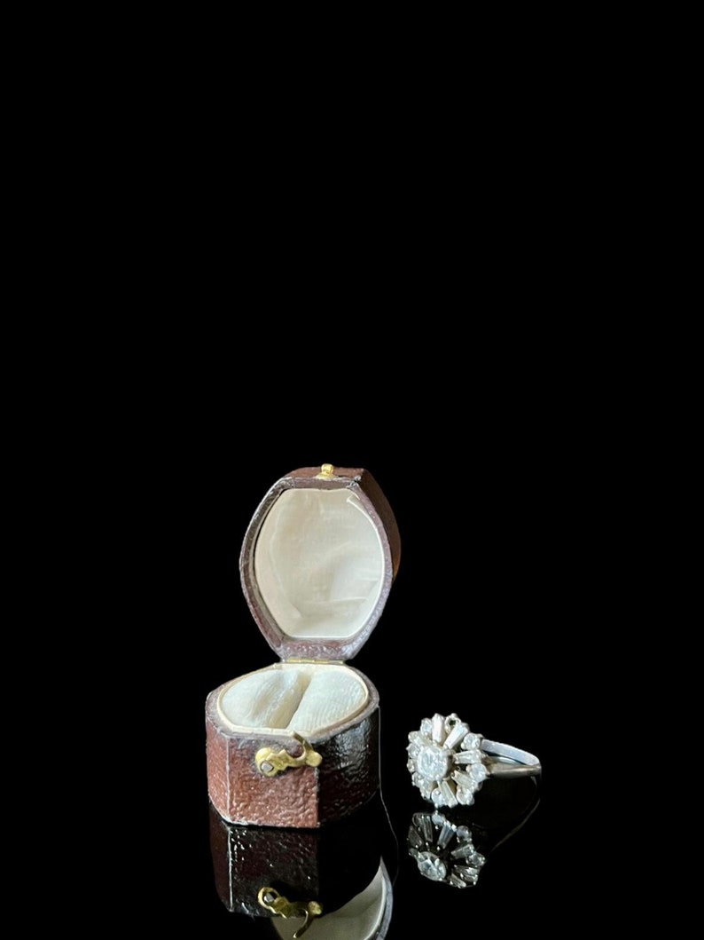 19th Century Victorian Antique Ring Box Set with Silver Ring, Elegant Ring Box, Ornate Jewelry Case afbeelding 3