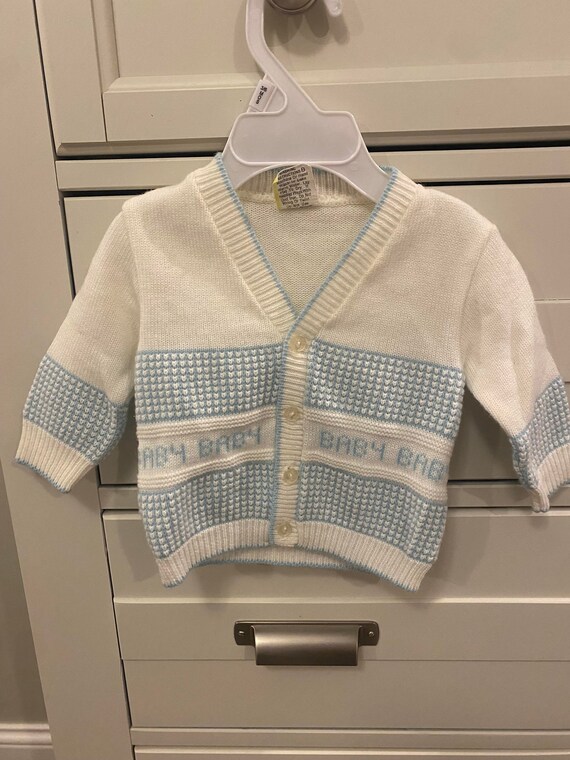 Vintage Baby Boy Sweater 1970's Era Crocheted Baby Cl… Gem
