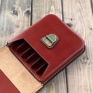 Étui à stylos en cuir marron rouge à 6 compartiments, porte-stylo moulé humide, étui pour stylo plume, porte-stylo de luxe