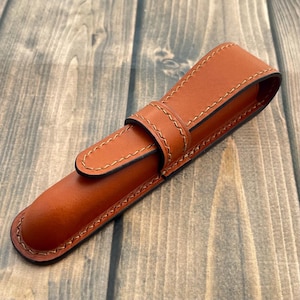 Single Pen Case,  Tan Pencase, Wet Molded Brown Pencil Case, Single Pen Holder