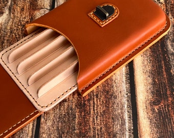Tan Five Compartment Pen Holder, Wet Molded Tan Pen Holder, Fountain Pen Case, Old Style Pen Holder