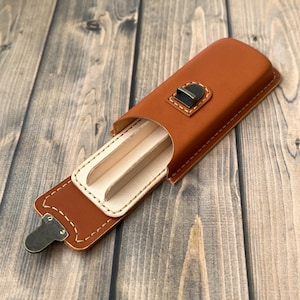 Porte-stylo beige à trois compartiments, trousse à crayons, étui pour stylo plume, porte-stylo ancien