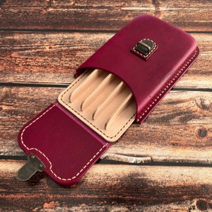 Porte-stylo violet à cinq compartiments, Porte-stylo moulé humide, Étui pour stylo-plume, Porte-stylo ancien