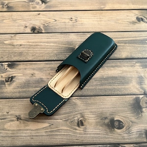 Porte-stylo vert à trois compartiments, Porte-stylo beige moulé sous pression, Étui pour stylo-plume, Porte-stylo ancien