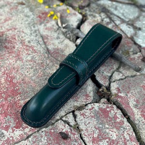 Single Pen Case,  Green Pen Case, Wet Molded Forest Green Pen Case, Single Pen Holder