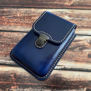 Porte-stylo bleu brillant à cinq compartiments, Porte-stylo moulé humide, Étui pour stylo-plume, Porte-stylo ancien