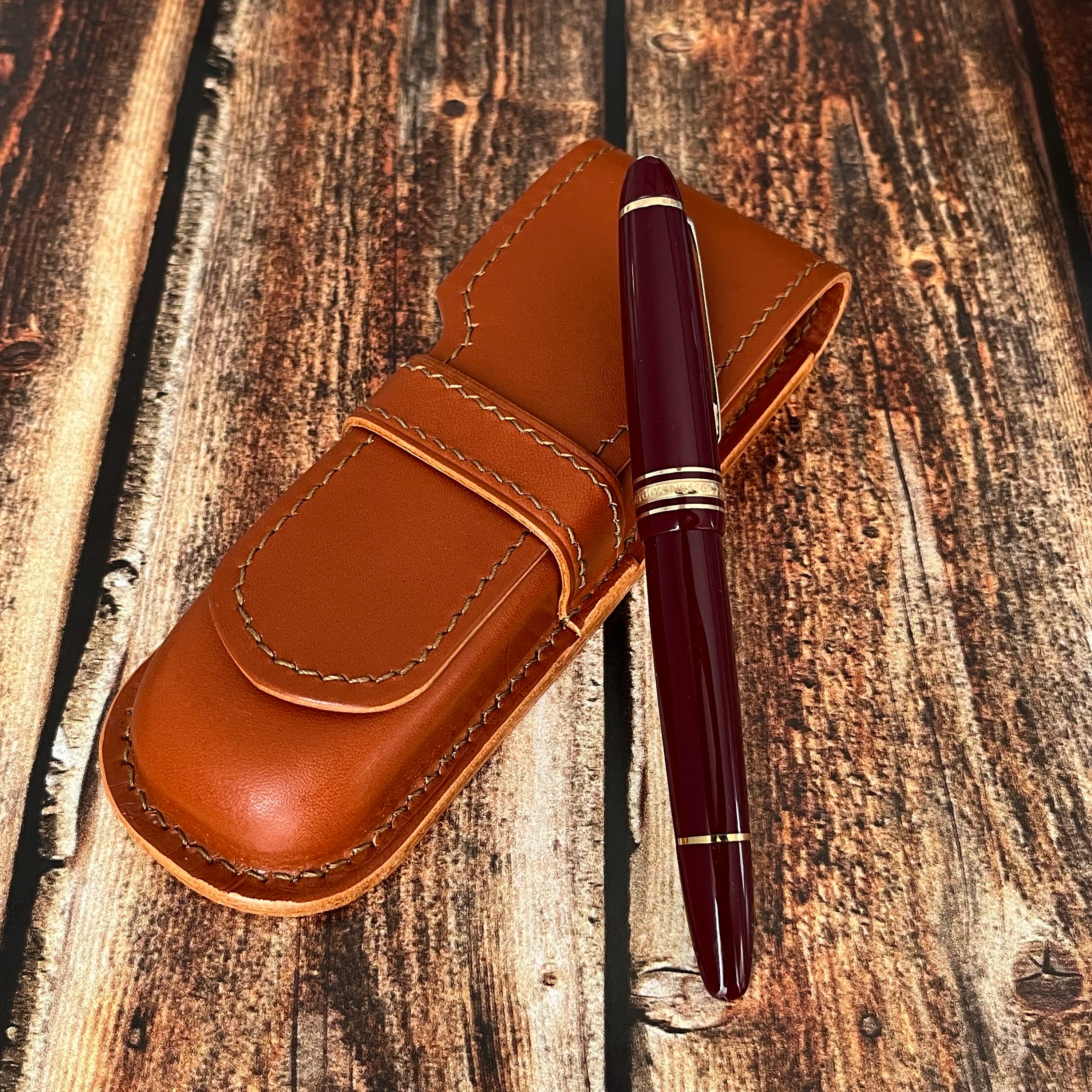 Handmade Genuine Leather Pen Pencil Bag, Rustic Leather Fountain Pen Holder  Case Pouch, Custom Name Leather Ball-point Pen Sleeve 