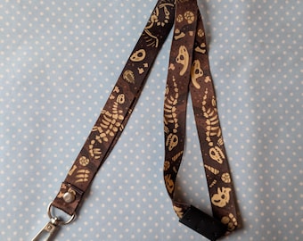 Dinosaur fossil Lanyard 2cm with Safety Clasp