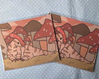 Mushroom Parasaurolophus Print Dinosaur