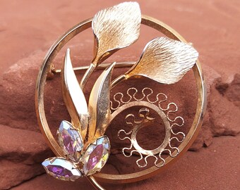 Vintage Gold Tone Flower Brooch Pin Jewelry XF-32 | eBay