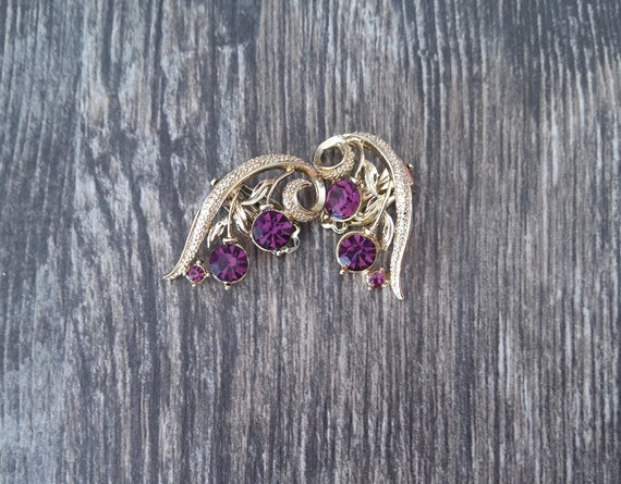 Vintage Lisner purple rhinestone earrings - image 3