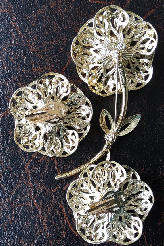 Vintage Sarah Coventry brooch and earrings set Fa… - image 3