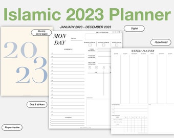 Aesthetic Islamic 2023 Digital planner | Islamic printable planner 2023 | islamic journal | Goodnotes Digital planner | Islamic prayer board