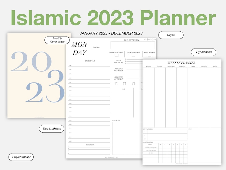 Aesthetic Islamic 2023 Digital Planner Islamic Printable Planner 2023