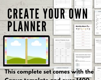 PLR Digital Planner Templates Create your own planner Undated Planner Templates Canva Template, Digital Planner Template Resell