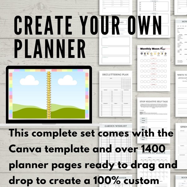 PLR Digital Planner Templates Create your own planner Undated Planner Templates Canva Template, Digital Planner Template Resell