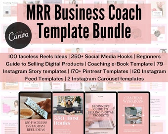 Business Coach Canva Bundle: Editable Social Media Templates & eBooks with MMR resale license