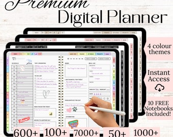 Undated Digital Planner Bundle, Hyperlinked for Goodnotes, Notability (PDF)