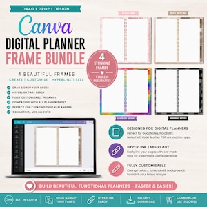 Canvas digitala planeringsmall: Stående och liggande ram (PLR)