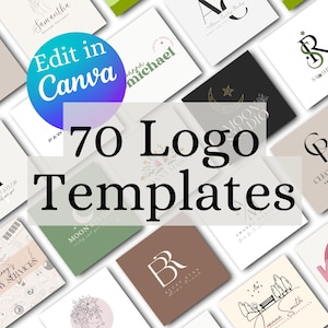 70 Canva Logo Templates, Customizable Business Logos & Branding Kit, Small Business Logo Design Bundle 2025