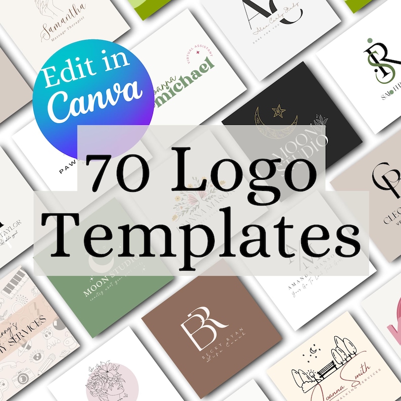70 Canva Logo Templates | Customizable Business Logos & Branding Kit | Small Business Logo Design Bundle