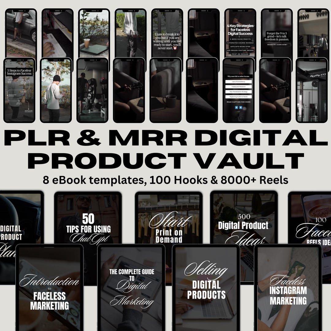 PLR MRR Digital Marketing Bundle: 8000 Faceless Reels, Ebooks, Canva ...