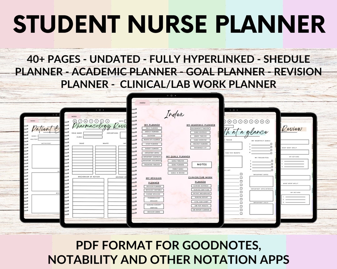 Student Nurse Planner, Undated Medical School Planner, Digital Planner for iPad and Android