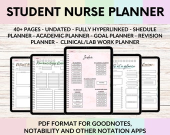 Student Nurse Planner, Undated medical School Planner, Digital Planner for iPad and Android, Student Nurse Revision Guide, 2024
